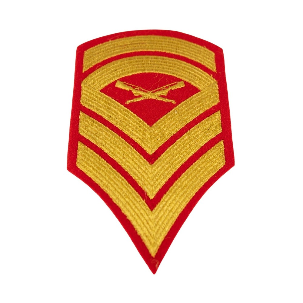 USMC Gunnery Sergeant Rank Insignia Patch Red Gold US Marine Corps Excellent
